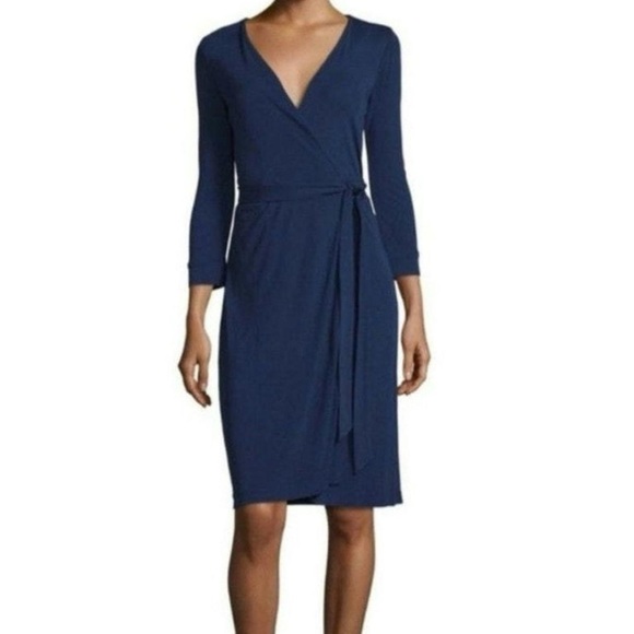 Diane Von Furstenberg Navy Wrap Dress $578 Size 6 - Picture 2 of 5